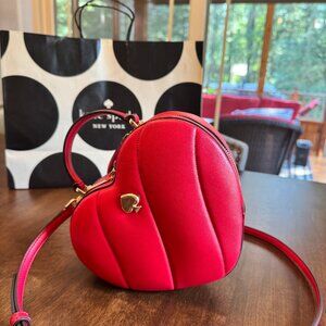 Kate Spade Love Shack Quilted 3D Heart Crossbody Purse - Ruby Red KK191 NEW